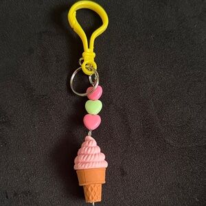 Ice Cream Cone Key Holder with Pink and Yellow Accents
